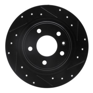 Buick Verano Brake Rotor (1) - Rear Right - R1 Concepts - Drilled & Slotted - Black - `11-`19